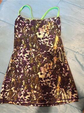 lululemon athletica Purple Floral Tank with Lime Straps